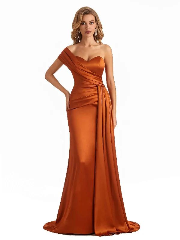 Best Bargains Elegant One Shoulder Soft Satin Long Mermaid Bridesmaid Dresses Online Best Bargains Elegant One Shoulder Soft Satin Long Mermaid Bridesmaid Dresses Online