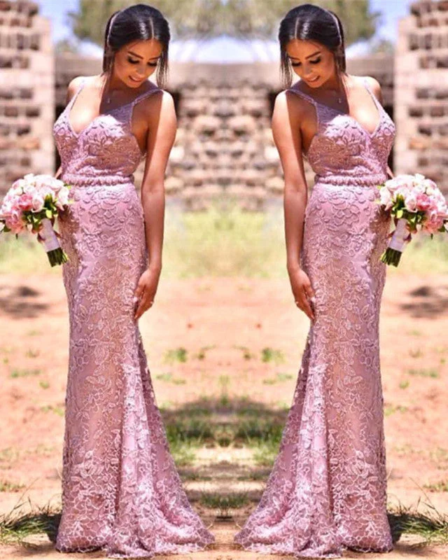 Time-Limited Offer Lace Bridesmaid Dresses Mermaid V Neck Empire Waist