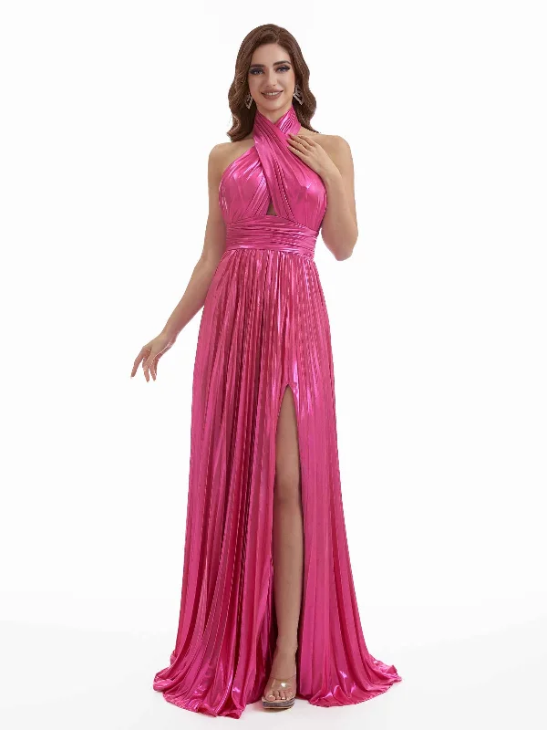 Exclusive Deal Sexy Side Split A-Line Halter Backless Metallic Backless Long Dresses Online Exclusive Deal Sexy Side Split A-Line Halter Backless Metallic Backless Long Dresses Online
