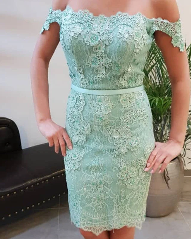 Warehouse Sale Boho Lace Bridesmaid Dresses Short Off Shoulder