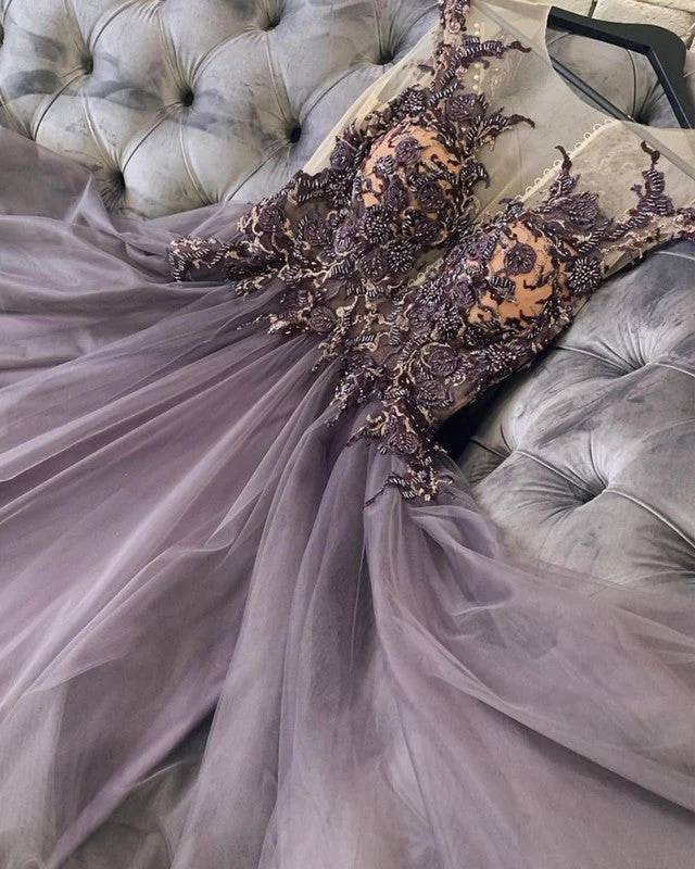 Blowout Sale Dusty Purple Prom Dresses Tulle