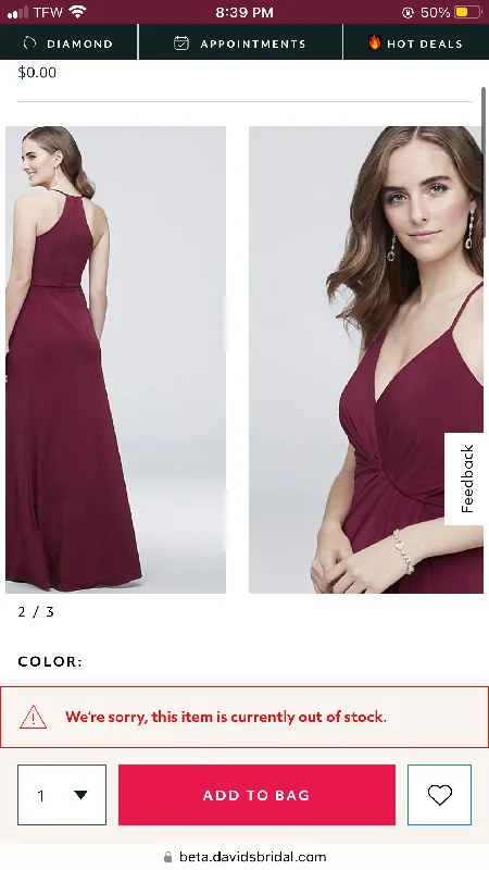 Midnight Sale David's Bridal David’s Bridal chiffon drapey jersey v-neck sheath with gathered Midnight Sale David's Bridal David’s Bridal chiffon drapey jersey v-neck sheath with gathered
