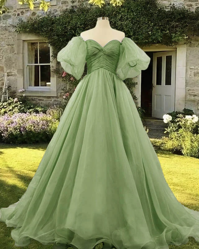 Early Access Removable Sleeve Ball Gown Sage Dress