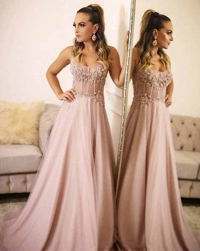 Early Bird Discount See Through Corset Chiffon Evening Dress Long