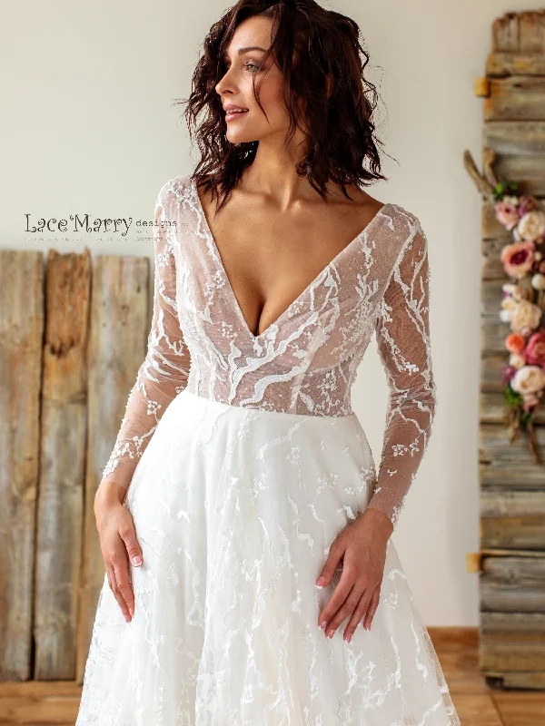 Clearance Items Couture Lace Wedding Dress with Long Sleeves