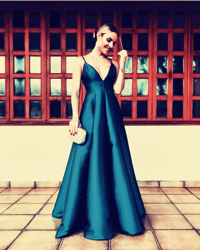 Year-End Clearance Empire Prom Long Dresses Satin Open Back