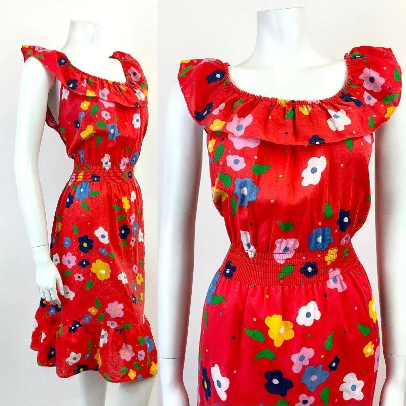 Price Fest VTG 60s 70s RED BLUE GREEN WHITE FLORAL DAISY MOD SLEEVELESS SUMMER DRESS 12 14 Price Fest VTG 60s 70s RED BLUE GREEN WHITE FLORAL DAISY MOD SLEEVELESS SUMMER DRESS 12 14