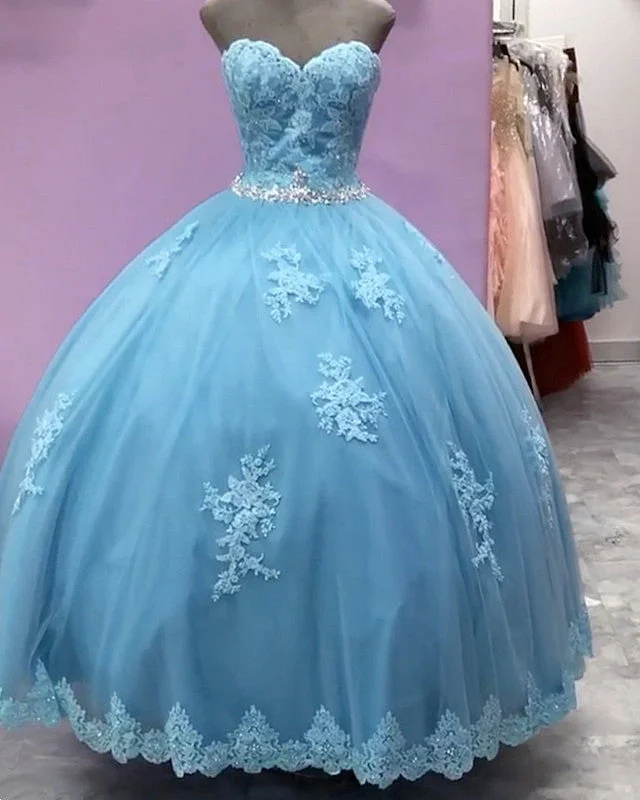 Deal Explosion Tulle Quinceanera Dresses Sweetheart Appliques Beaded Sashes