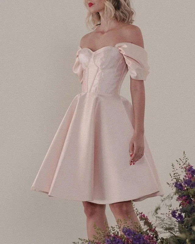 Clearance Sale Short Corset Satin Homecoming Dresses Off The Shoulder