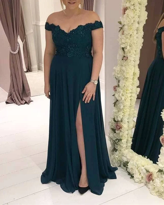 Quick Sale Plus Size Prom Dresses Chiffon Split Off The Shoulder