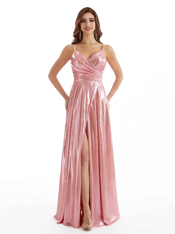 Extra Savings Sexy Mermaid Pleated Side Slit Women's Liquid Metallic Dresses Online Extra Savings Sexy Mermaid Pleated Side Slit Women's Liquid Metallic Dresses Online
