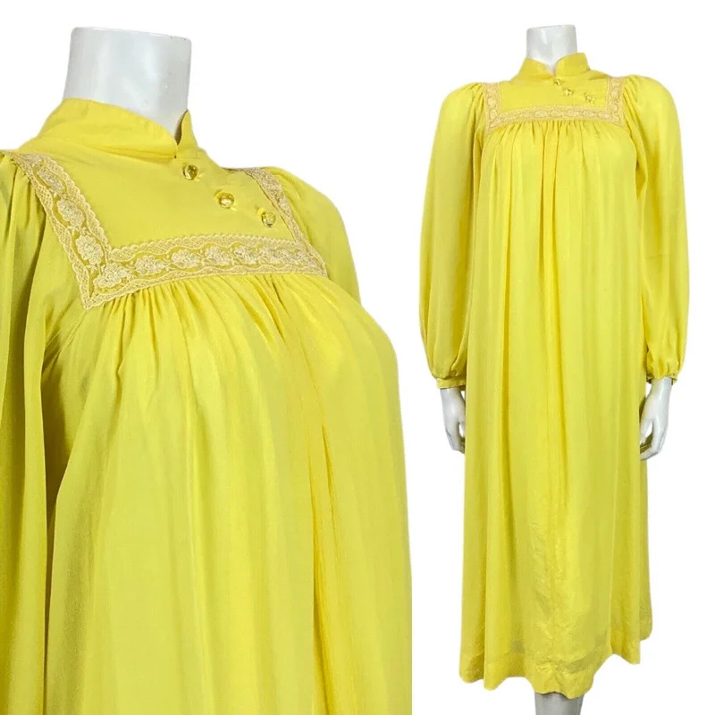 One-DAY Sale VINTAGE 70s PASTEL YELLOW LACE BOHO PRAIRIE EMPIRE LINE FLARED MIDI DRESS 8 One-DAY Sale VINTAGE 70s PASTEL YELLOW LACE BOHO PRAIRIE EMPIRE LINE FLARED MIDI DRESS 8