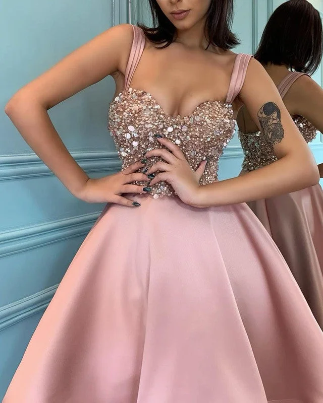While Supplies Last Sequins Beaded Sweetheart Homecoming Dresses Satin Ruffles