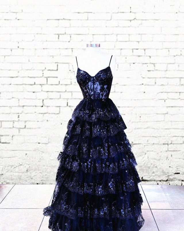 Special Buy Ball Gown V Neck Sequin Lace Ruffle Dress