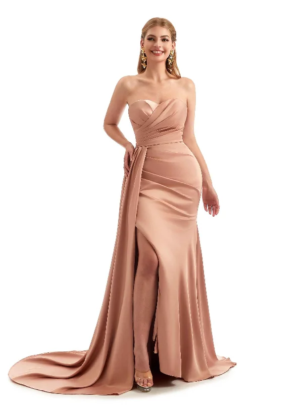 Fantastic Offers Sexy Mermaid Side Split Long Bridesmaid Dresses In Satin Sweetheart Fantastic Offers Sexy Mermaid Side Split Long Bridesmaid Dresses In Satin Sweetheart