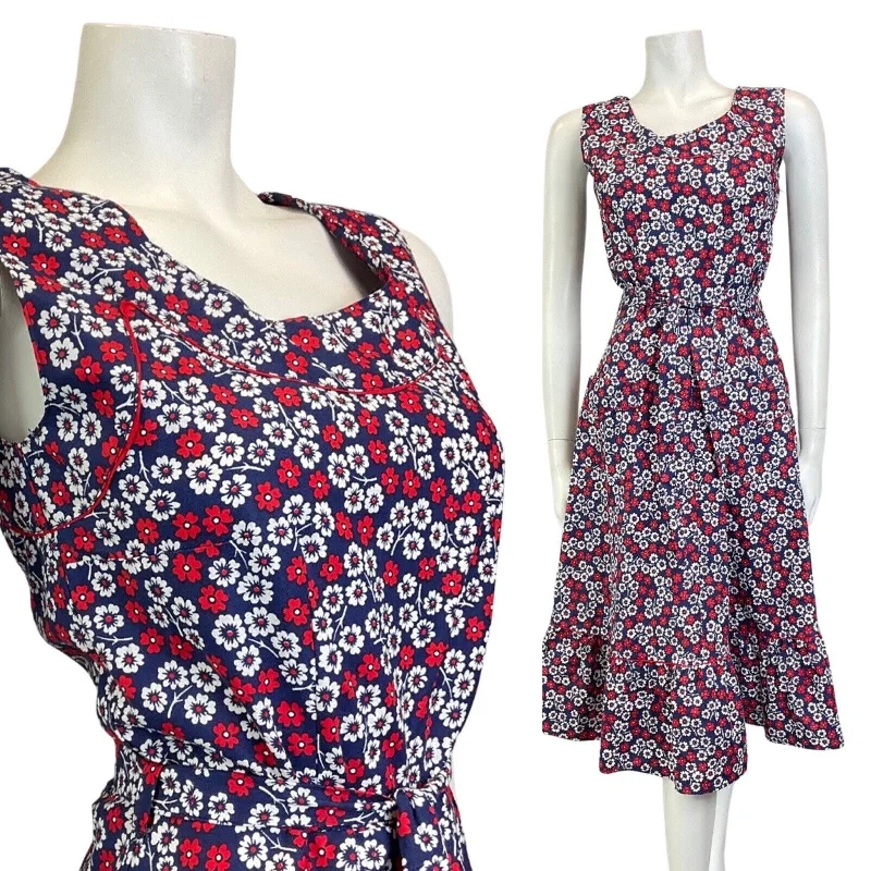 Buy More, Save More VINTAGE 60s 70s BLUE RED WHITE DAISY FLOWER SLEEVELESS SWING SUMMER DRESS 8 Buy More, Save More VINTAGE 60s 70s BLUE RED WHITE DAISY FLOWER SLEEVELESS SWING SUMMER DRESS 8