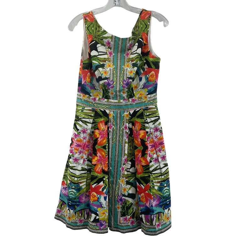 Buy Now Maggy London Multicolor Floral Women's Cotton Midi Dress Size 6 A-Line Sheath