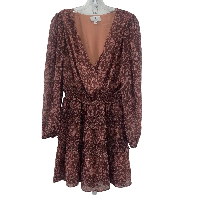 Extra Discounts Socialite Midi Women's Floral Print Blouson Dress Pink/Brown Size S - Preowned