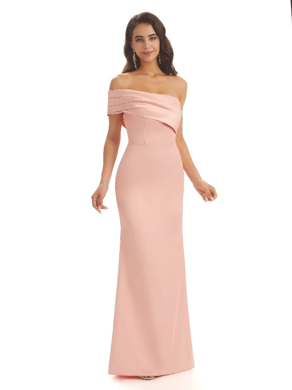 Savings Event Soft Satin Sexy Side Slit One Shoulder Long Mermaid Bridesmaid Dresses Online Savings Event Soft Satin Sexy Side Slit One Shoulder Long Mermaid Bridesmaid Dresses Online