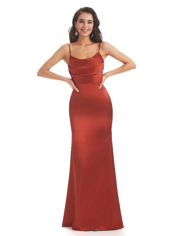 Friends and Family Sale Sexy Side Slit Soft Satin Spaghetti Straps Mermaid Bridesmaid Dresses Online Friends and Family Sale Sexy Side Slit Soft Satin Spaghetti Straps Mermaid Bridesmaid Dresses Online