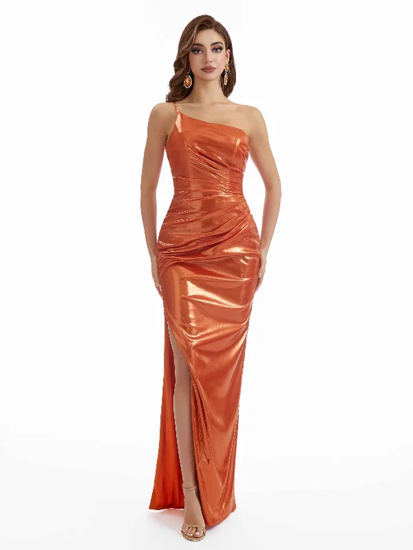 Exclusive Savings Sexy Mermaid One Shoulder Ruched Sparly Metallic Long Dresses Online Exclusive Savings Sexy Mermaid One Shoulder Ruched Sparly Metallic Long Dresses Online