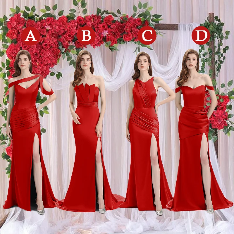 Reduced Prices Sexy Soft Satin Mismatched Red Mermaid Long Bridesmaid Dresses Online, Red Maid of Honor Dresses Reduced Prices Sexy Soft Satin Mismatched Red Mermaid Long Bridesmaid Dresses Online, Red Maid of Honor Dresses