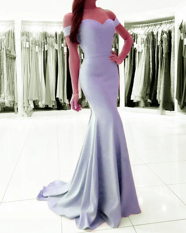 Online Only Mermaid Sweetheart Off The Shoulder Satin Dresses