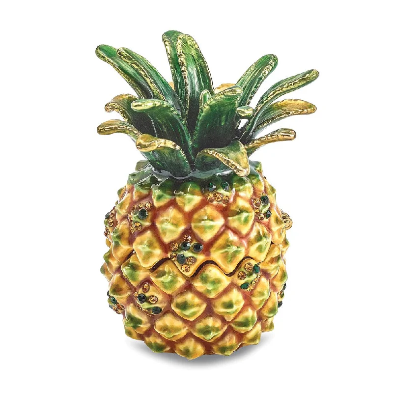 Extra Savings Lux by Jere Bejeweled GOOD VIBES Golden Pineapple Trinket Box