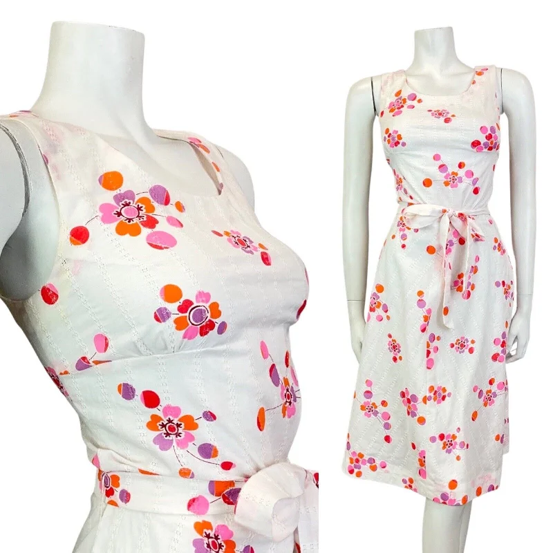 Special Offer VINTAGE 60s 70s WHITE RED PINK FLORAL DOTTY MOD SLEEVELESS SUMMER DRESS 10 Special Offer VINTAGE 60s 70s WHITE RED PINK FLORAL DOTTY MOD SLEEVELESS SUMMER DRESS 10