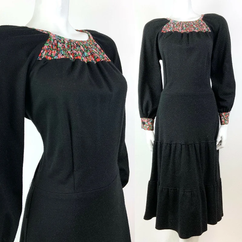Best Bargains VINTAGE 60s 70s BLACK RED GREEN BLUE FLORAL DITSY TIERED BOHO FOLK MIDI DRESS 14 Best Bargains VINTAGE 60s 70s BLACK RED GREEN BLUE FLORAL DITSY TIERED BOHO FOLK MIDI DRESS 14