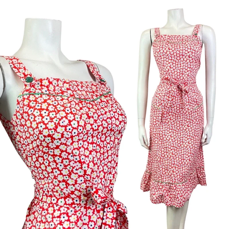 Midnight Madness VINTAGE 60s 70s RED WHITE BLUE DAISY FLOWER MOD PRAIRIE SUMMER SUN-DRESS 8 10 Midnight Madness VINTAGE 60s 70s RED WHITE BLUE DAISY FLOWER MOD PRAIRIE SUMMER SUN-DRESS 8 10