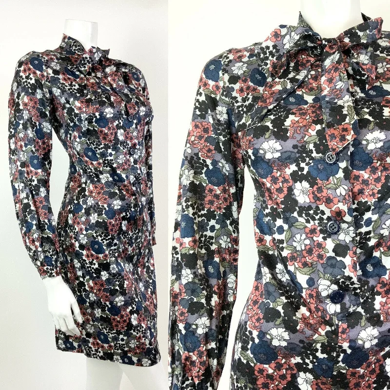 Massive Deals VINTAGE 60s 70s WHITE BLUE BLACK PINK FLORAL DITSY PUSSYBOW SHIFT DRESS 12 14 Massive Deals VINTAGE 60s 70s WHITE BLUE BLACK PINK FLORAL DITSY PUSSYBOW SHIFT DRESS 12 14