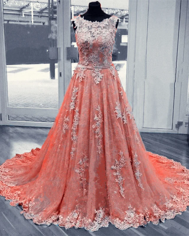 Exclusive Access Long Lace Prom Dresses Scoop Neck