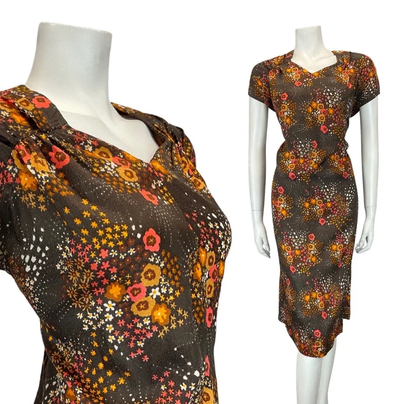 Loyalty Reward VINTAGE 60s 70s BROWN ORANGE DITSY DAISY FLOWER MOD CAP SLEEVE DRESS 12 14 Loyalty Reward VINTAGE 60s 70s BROWN ORANGE DITSY DAISY FLOWER MOD CAP SLEEVE DRESS 12 14