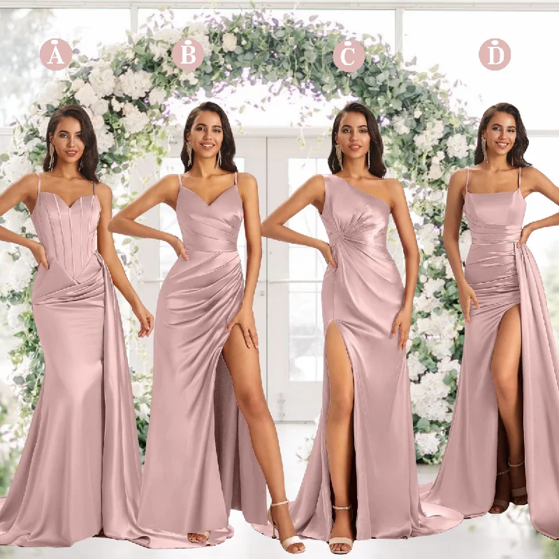 Special Promotion Mismatched Vintage Mauve Sexy Side Slit Mermaid Soft Satin Long Bridesmaid Dresses Online Special Promotion Mismatched Vintage Mauve Sexy Side Slit Mermaid Soft Satin Long Bridesmaid Dresses Online