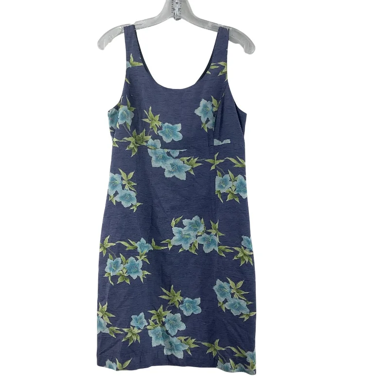Price Drop Tommy Bahama Blue/Green Silk Floral Women Midi Sheath Dress, Size 10, Preowned