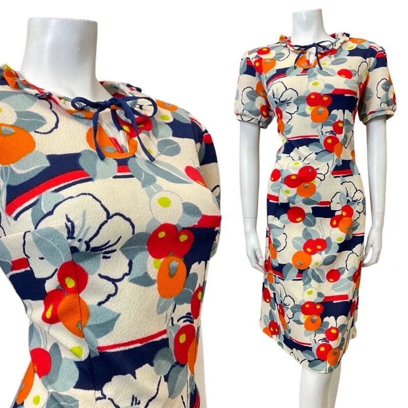 Daily Deals VINTAGE 60s 70s WHITE RED BLUE BERRY FLORAL RUFFLE MOD SHORTSLEEVE DRESS 16 18 Daily Deals VINTAGE 60s 70s WHITE RED BLUE BERRY FLORAL RUFFLE MOD SHORTSLEEVE DRESS 16 18