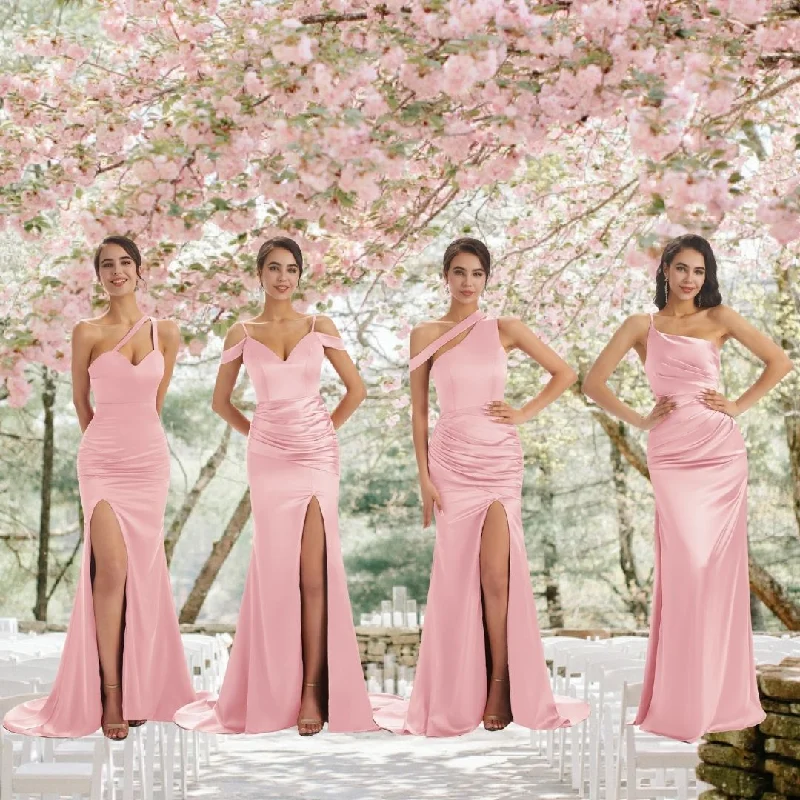 Savings Spectacular Sexy Chic Silky Mismatched Blush Pink Soft Satin Mermaid Long Bridesmaid Dresses Online Savings Spectacular Sexy Chic Silky Mismatched Blush Pink Soft Satin Mermaid Long Bridesmaid Dresses Online