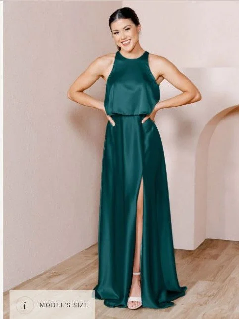 Inventory Reduction Revelry Wren Satin Dress Emerald Green