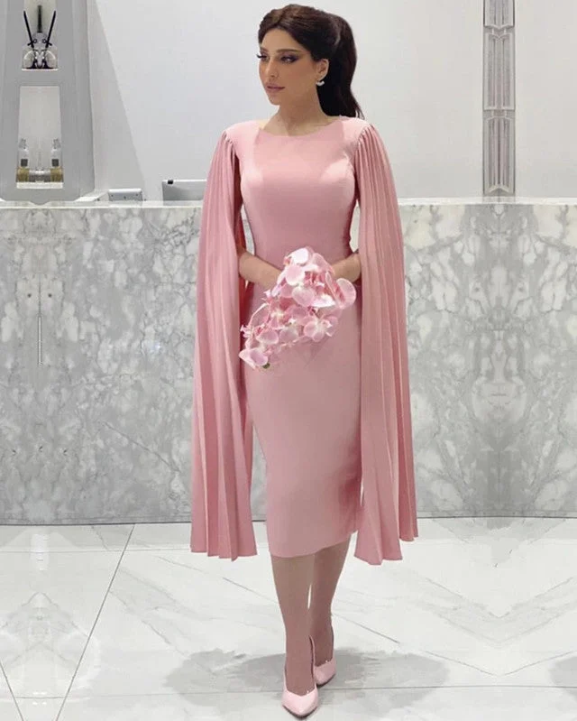 Deal Dash Cape Sleeves Midi Dresses For Mother Of The Bride