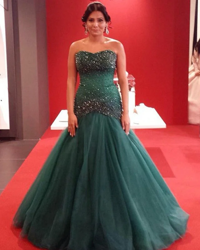 Massive Deals Mermaid Sweetheart Prom Dresses Tulle Crystal Beaded
