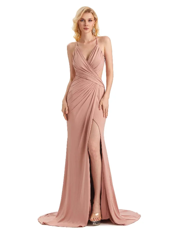 Limited Time Discount Sexy Mermaid Spaghetti Straps Side Slit Stretchy Jersey Long Formal Bridesmaid Dresses Limited Time Discount Sexy Mermaid Spaghetti Straps Side Slit Stretchy Jersey Long Formal Bridesmaid Dresses