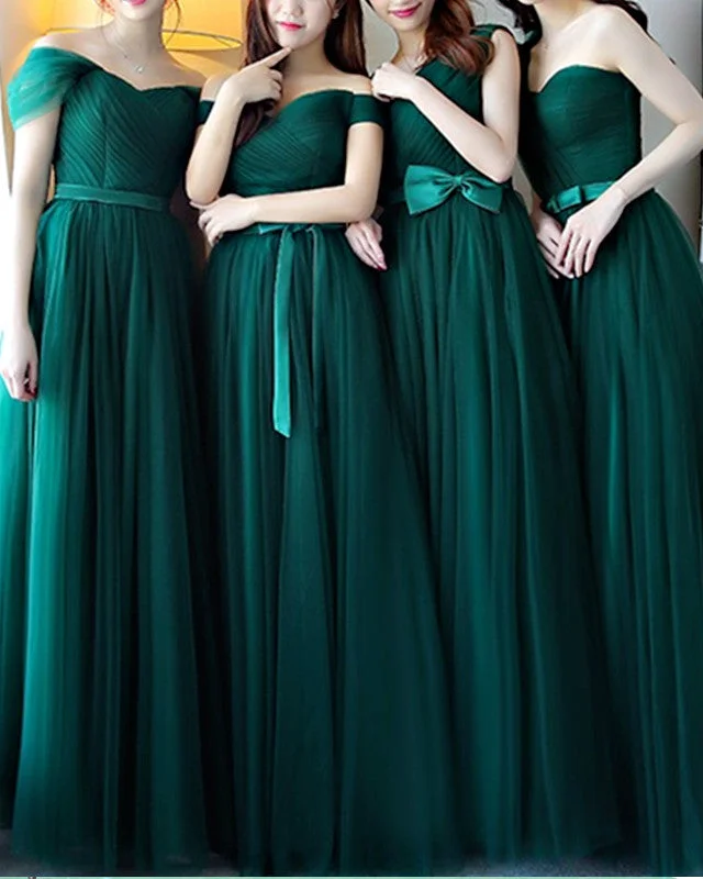 Price Rollback Emerald Green Tulle Bridesmaid Dresses Mismatched