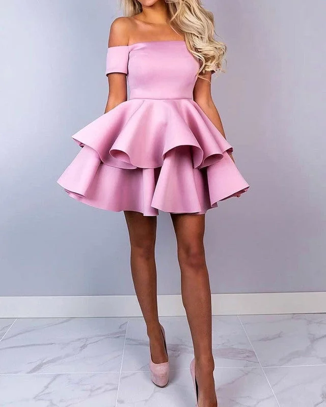 Closeout Sale Short Prom Dresses Ruffles Off The Shoulder