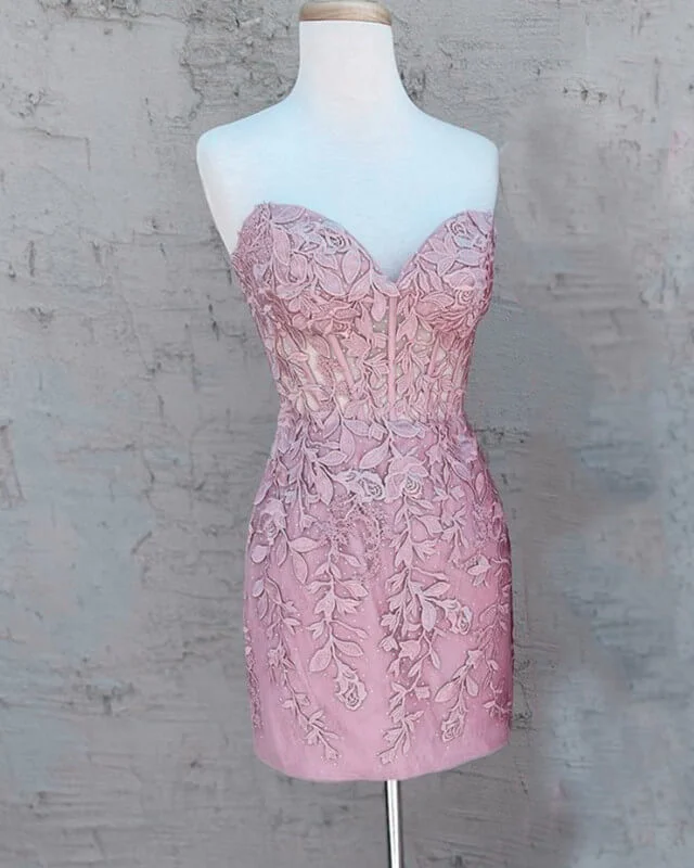 Deal Alert Blush Lace Corset Homecoming Dress