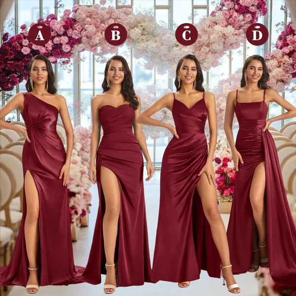 Special Price Mismatched Burgundy Sexy Mermaid Soft Satin Long Bridesmaid Dresses Online Special Price Mismatched Burgundy Sexy Mermaid Soft Satin Long Bridesmaid Dresses Online