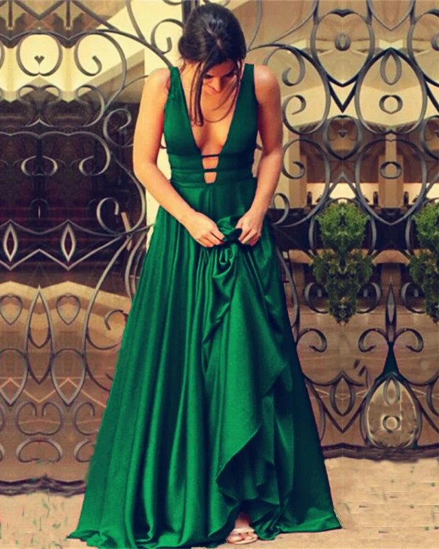 Today Only Sexy Plunge Neck Corset Prom Long Dresses