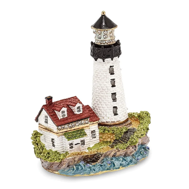 Flash Sale Bejeweled Lighthouse Trinket Box with Charm Pendant