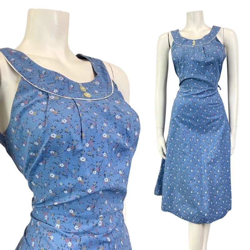 While Supplies Last VINTAGE 60s 70s BLUE WHITE DITSY FLORAL DAISY BOHO PRAIRIE SUMMER SUN-DRESS 12 While Supplies Last VINTAGE 60s 70s BLUE WHITE DITSY FLORAL DAISY BOHO PRAIRIE SUMMER SUN-DRESS 12