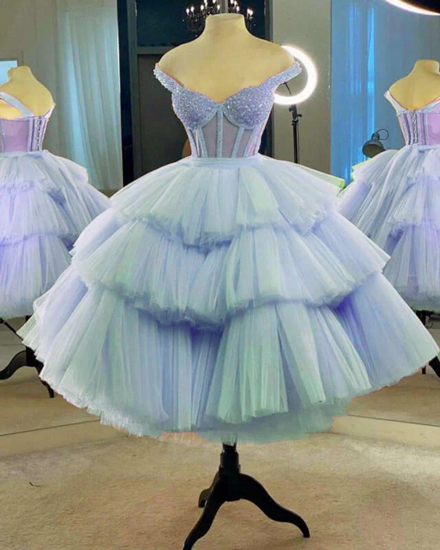 Mega Sale Ball Gown Pearl Corset Tulle Layered Dress